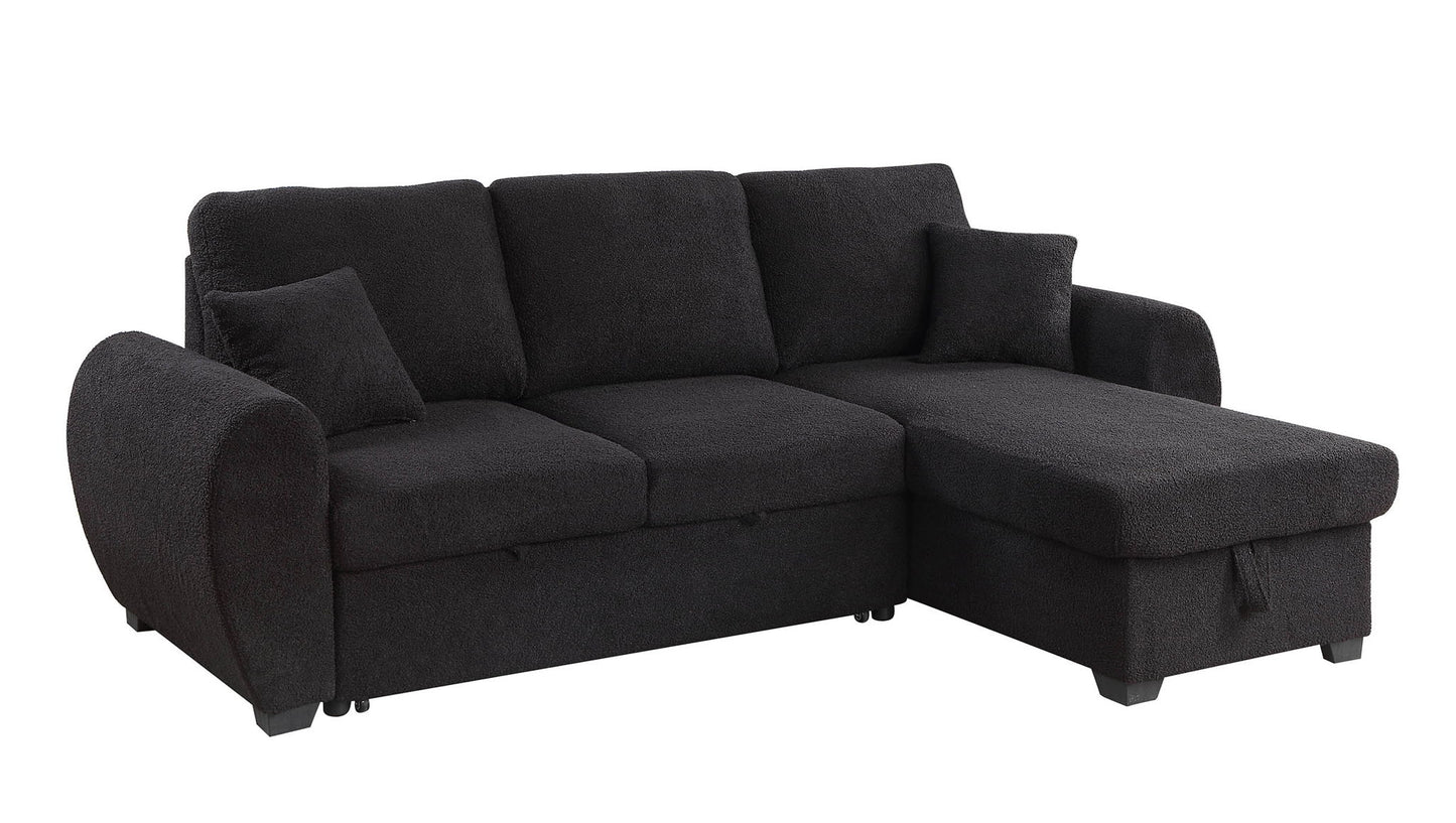 Veronica - Reversible Sleeper Sectional Sofa With Storage Chaise - Black