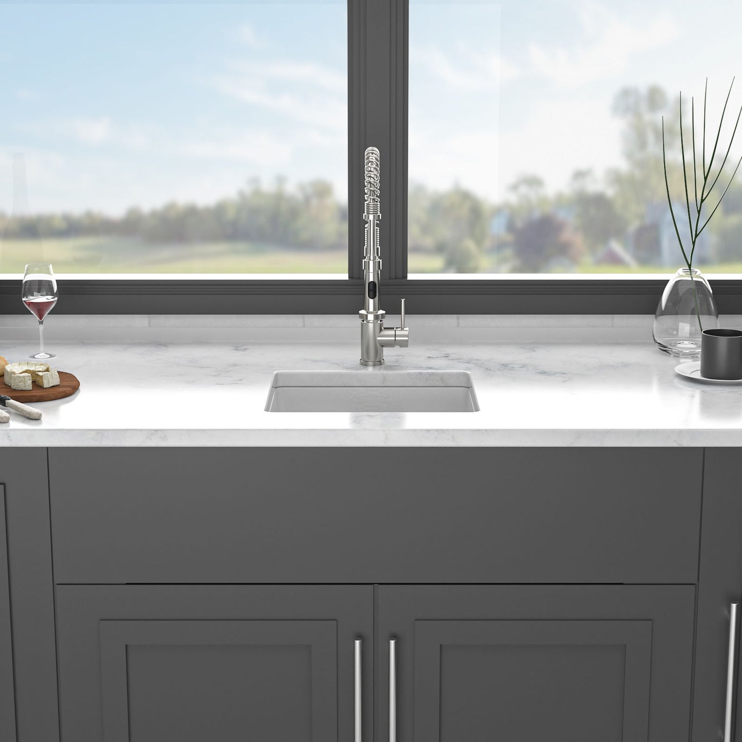 Modern Quartz Kitchen Sink Undermount Granite Composite