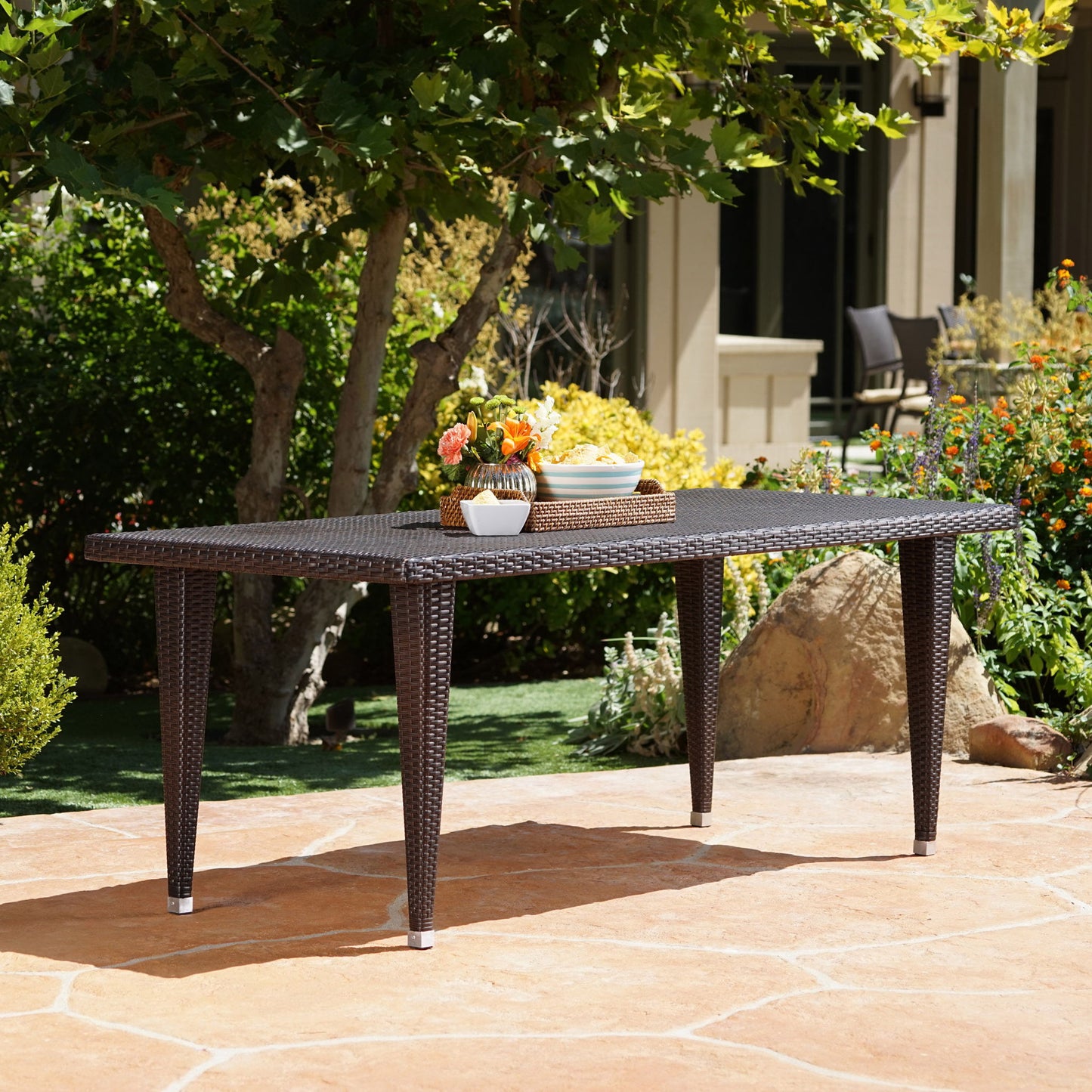 Reflect - Outdoor Dining Table With Rattan Cover - Dark Gray