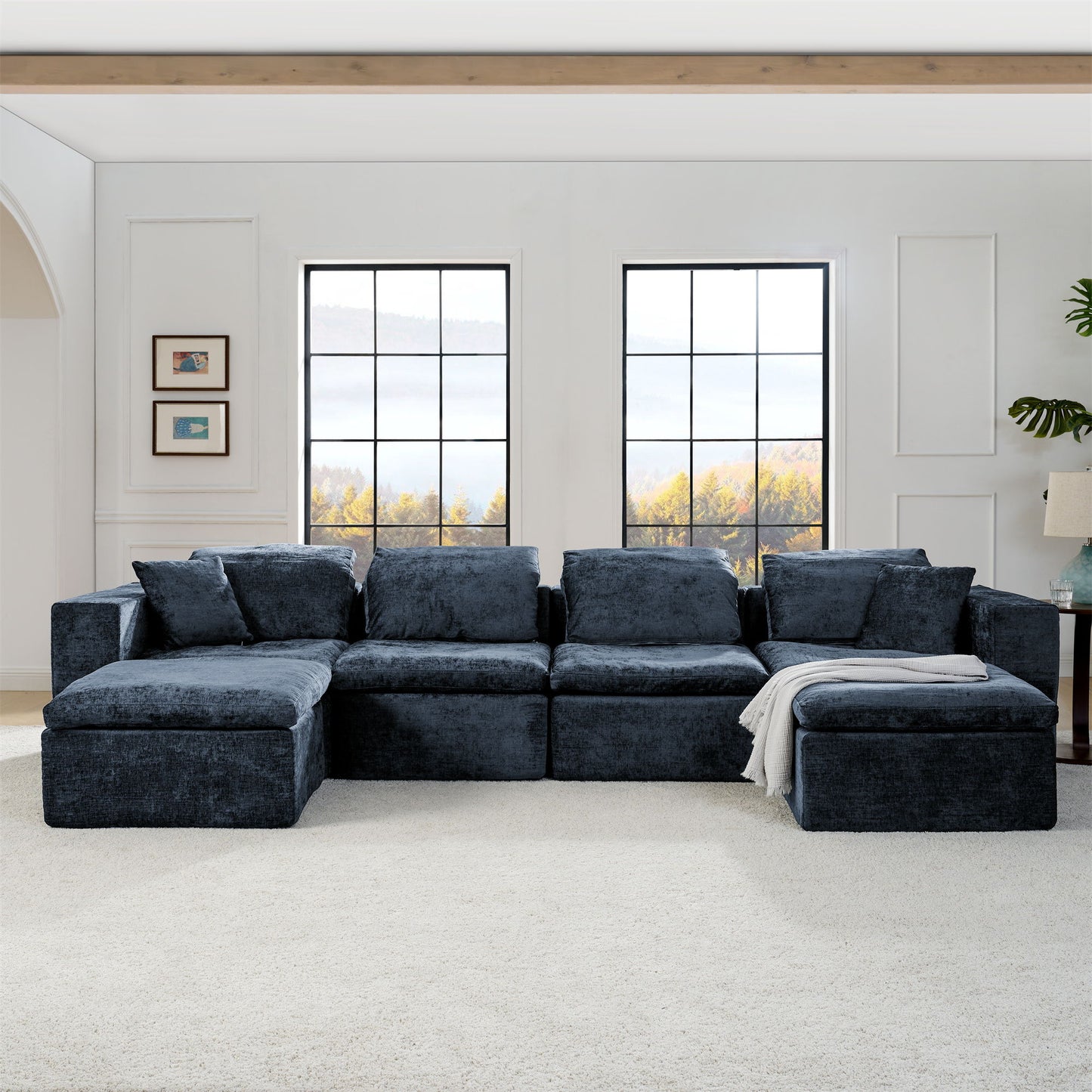 Modern Minimalist Cloud Sectional Couch With Comfy Chaise, U Shaped Modular Sofa
