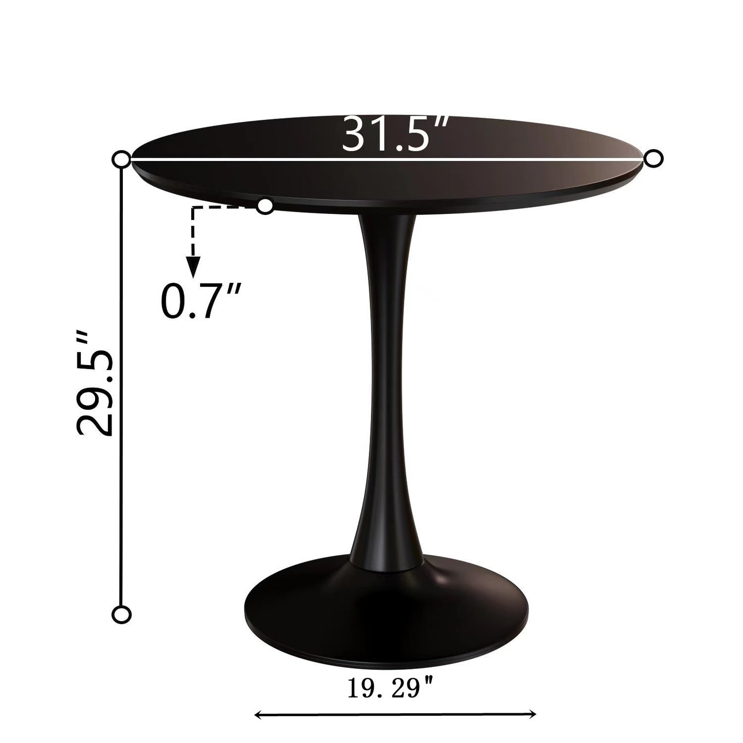 Mid-Century Round Dining Table With Pedestal Base For 2 - 4 People