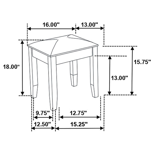 Vanity Stool With Padded Seat - White