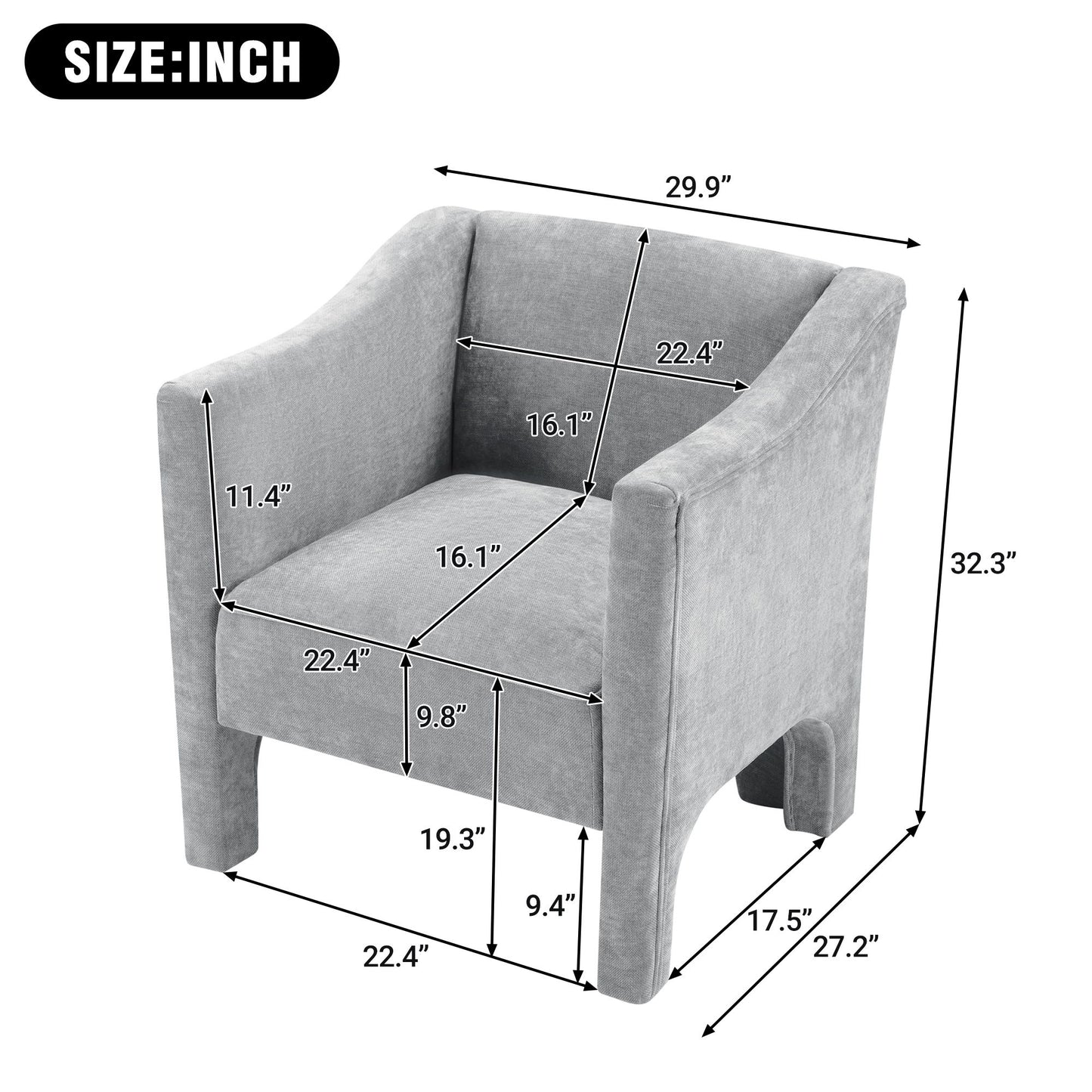 Barrel Accent Chair With Enclosed Arms