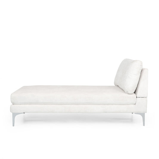 Fabric Upholstered Chaise Lounge With Iron Bracket Legs