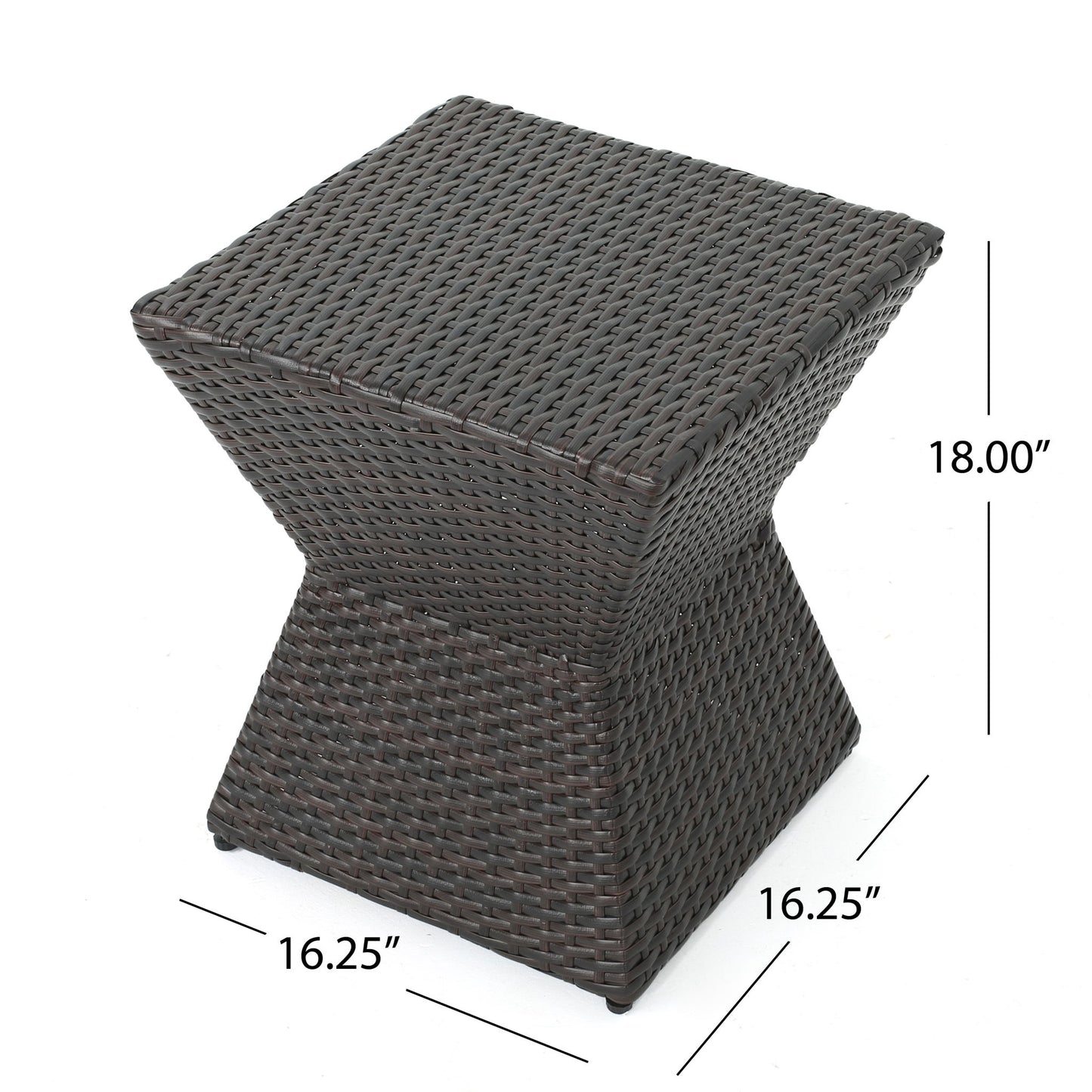 Outdoor Wicker End Table - Brown Multi