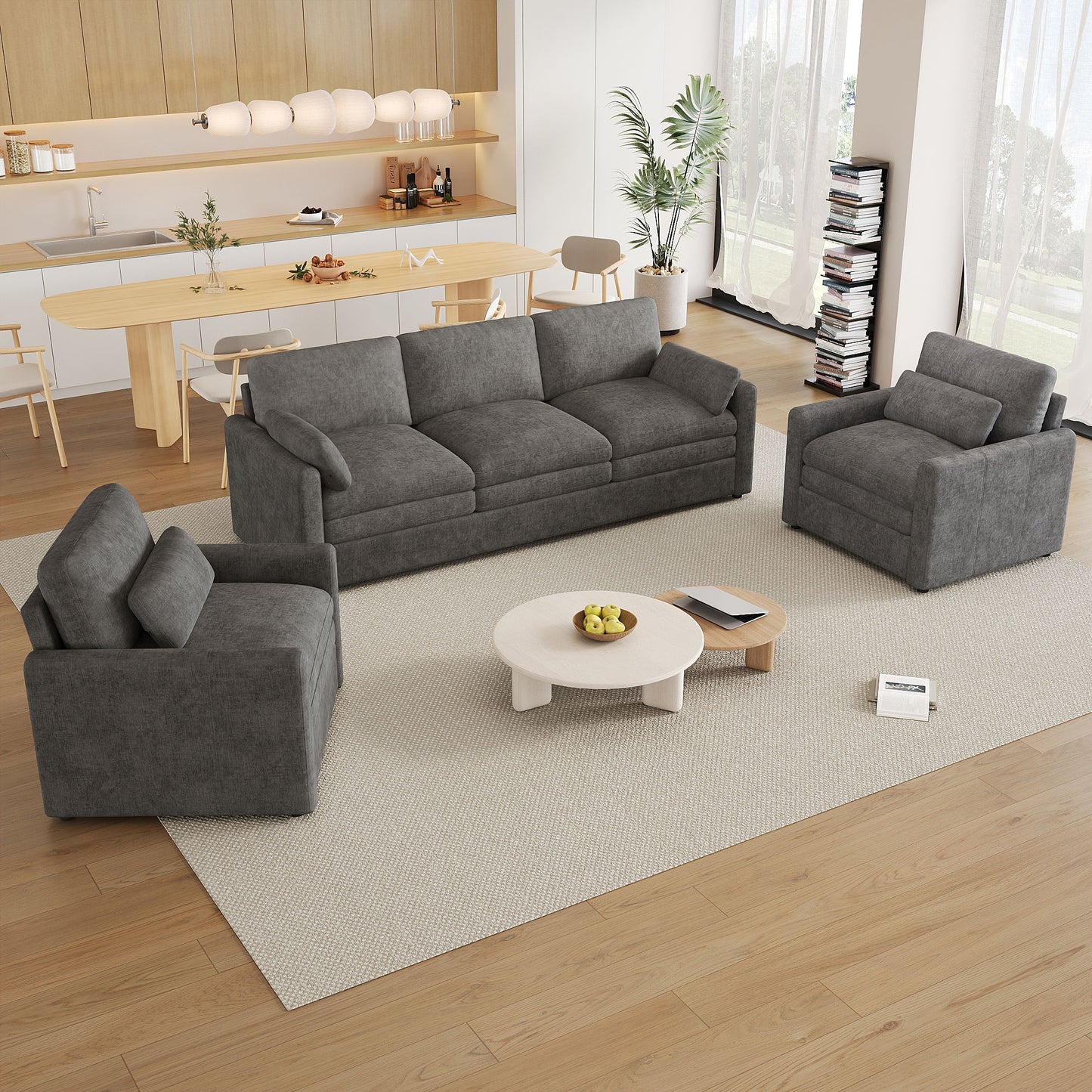 Cloud Sofa Set Couch For Living Room - Gray