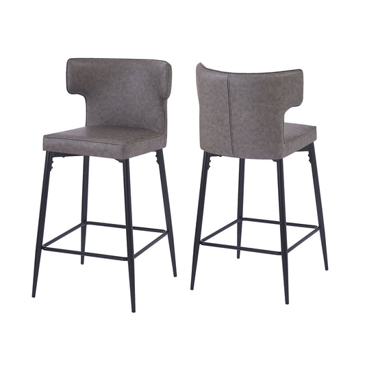 Modern Bar Stools With Upholstery And Metal Footrest (Set of 2)