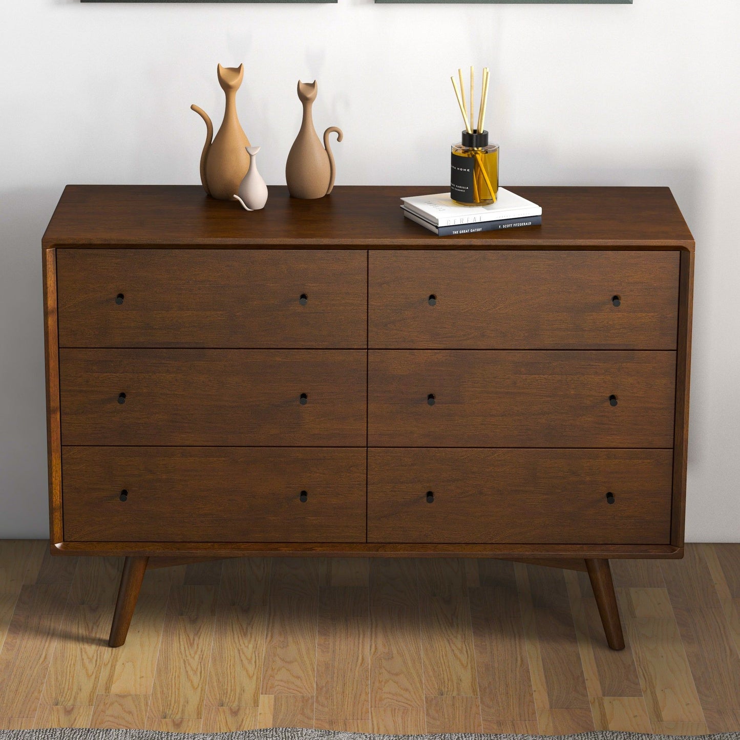 Caroline - Mid-Century Modern Solid Wood Dresser - Brown