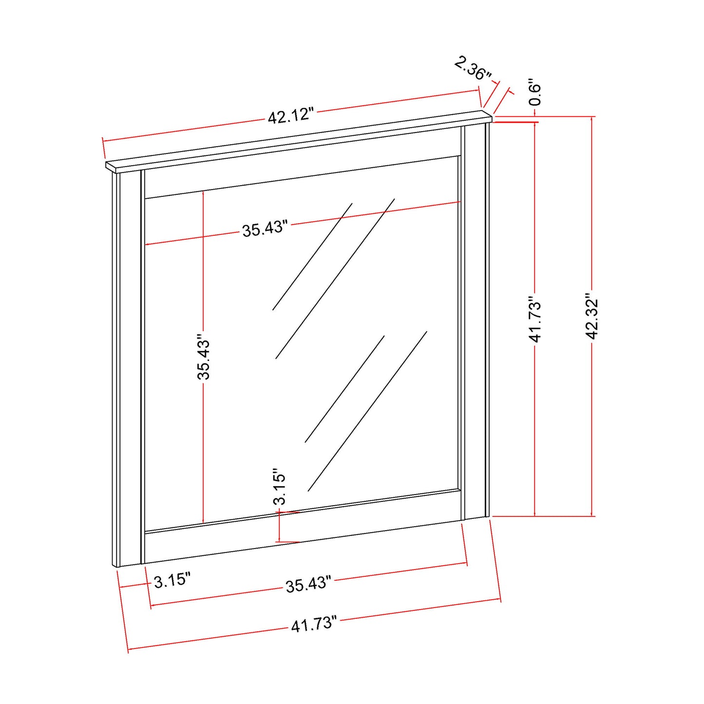 Lorenzo - Large Scale Mirror With Sleek Frame And Glittered Detailing - Silver