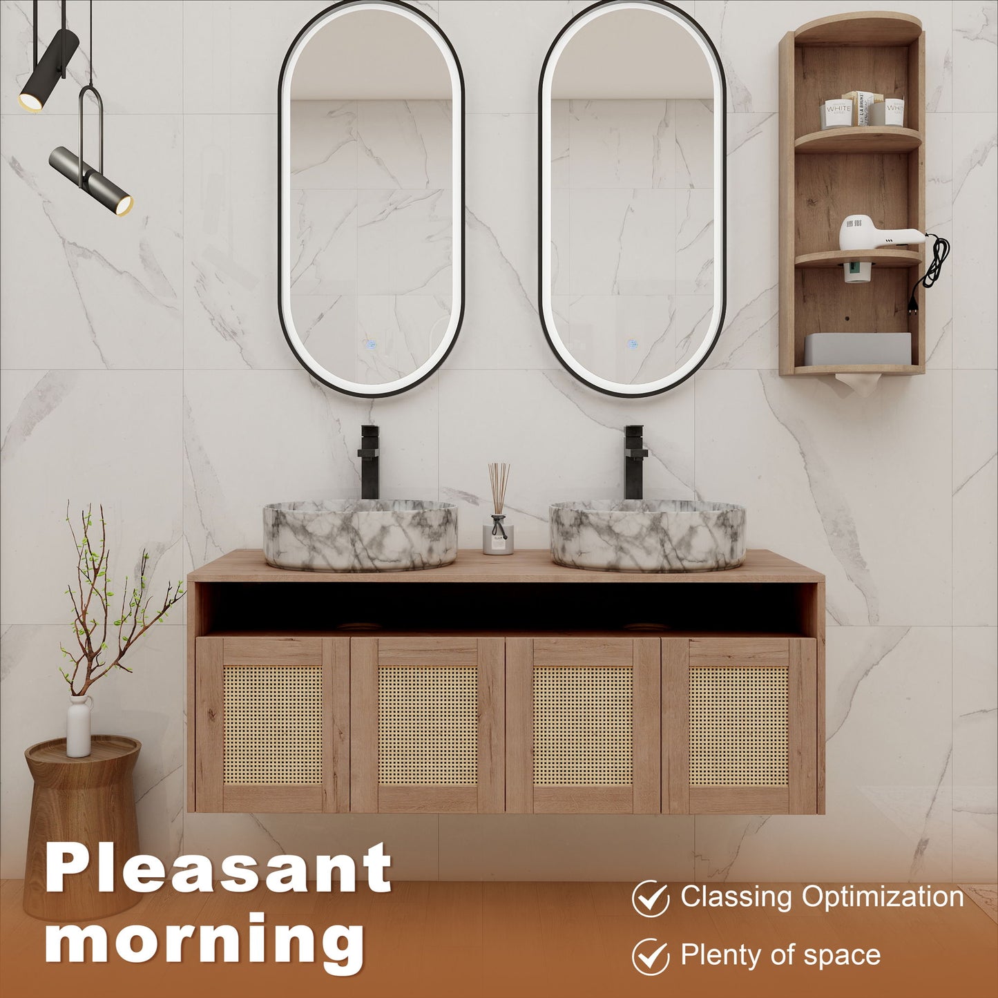 Bathroom Vanity & Art Sink And Storage Rack, Float Mounting Design