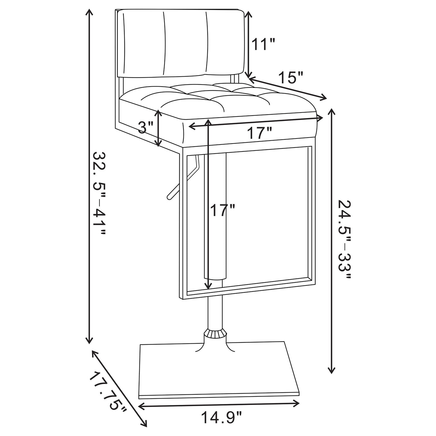 Adjustable Bar Stool, Height-Adjustable For Modern Dining Spaces