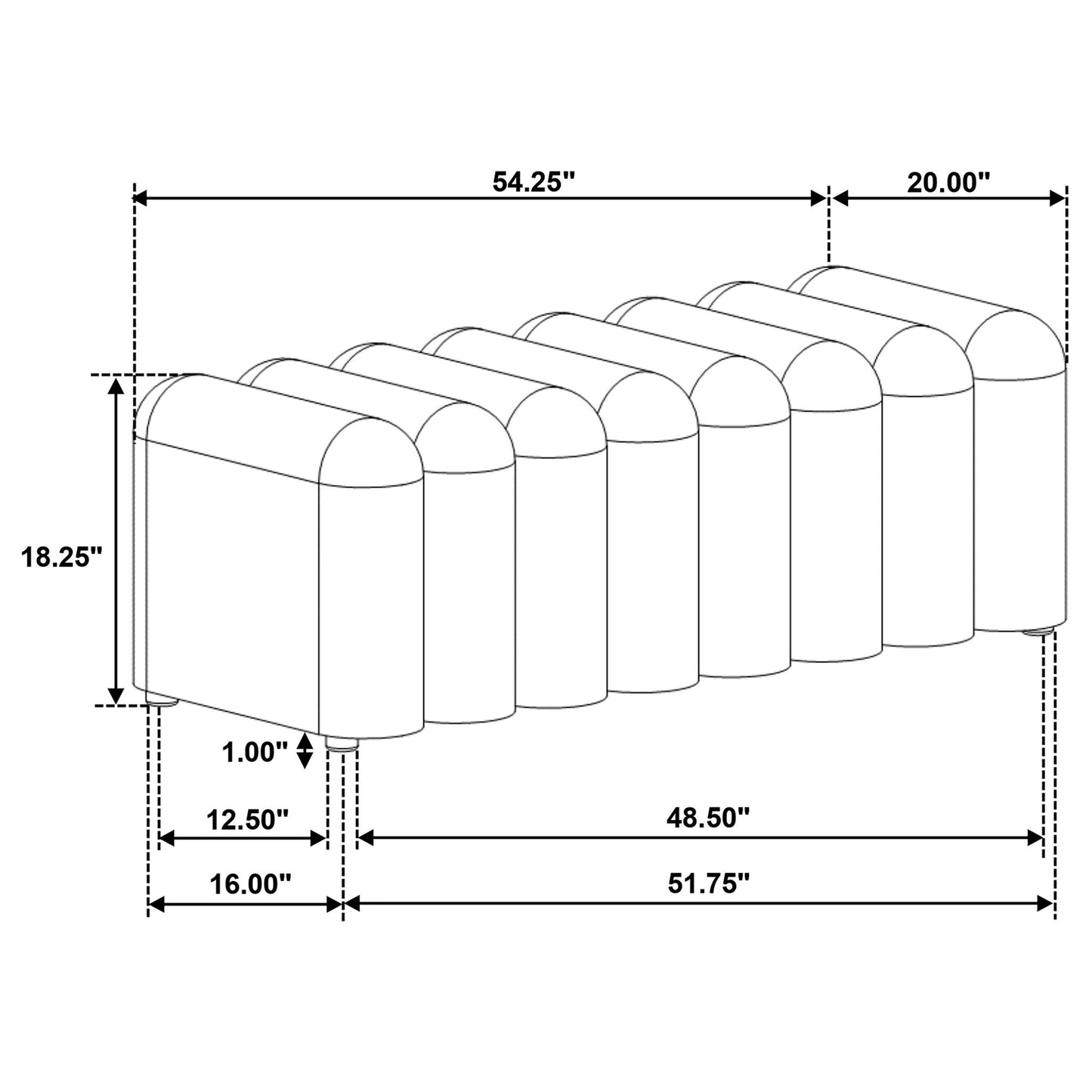Modern Upholstered Tufted Accent Bench & Round Legs