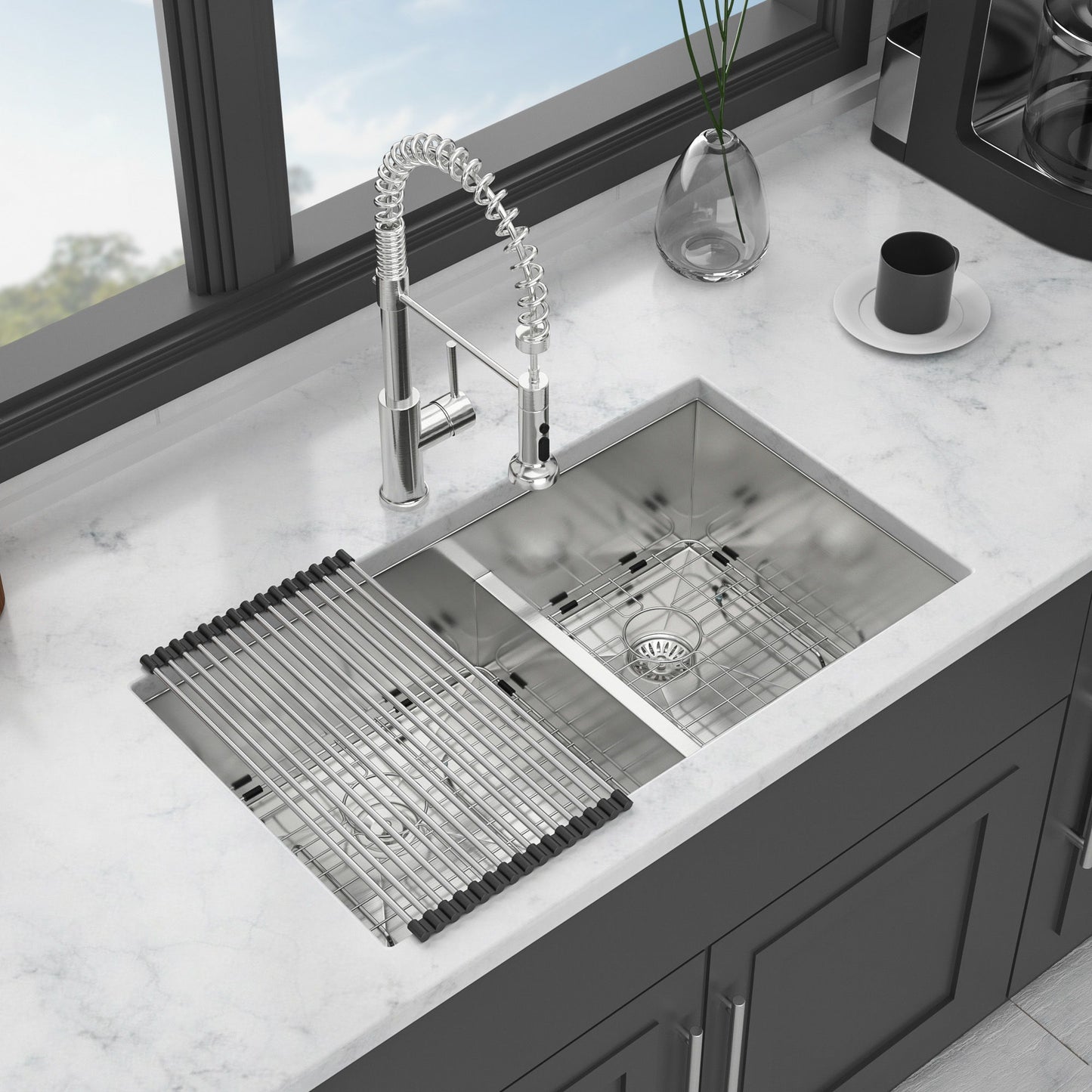 Modern Double Bowl Undermount Sink Design With 10" Deep Basins
