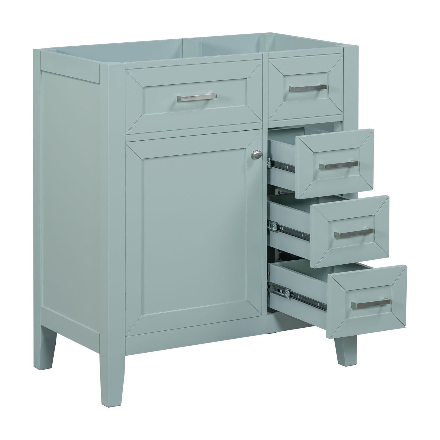 30" Bathroom Vanity Without Sink, Cabinet Base Only, Bathroom Cabinet With Drawers - Green