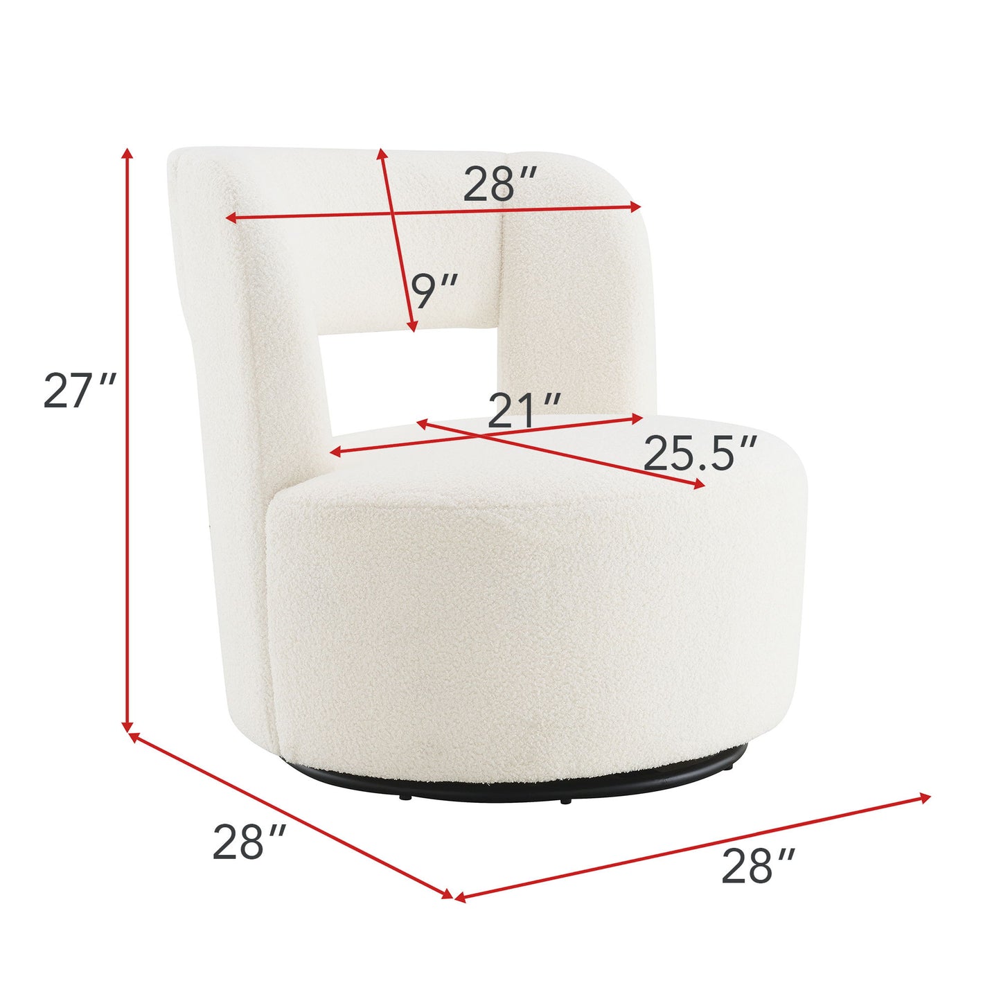 Swivel Comfy Round Barrel Chair With Soft Teddy Fabric For Living Room