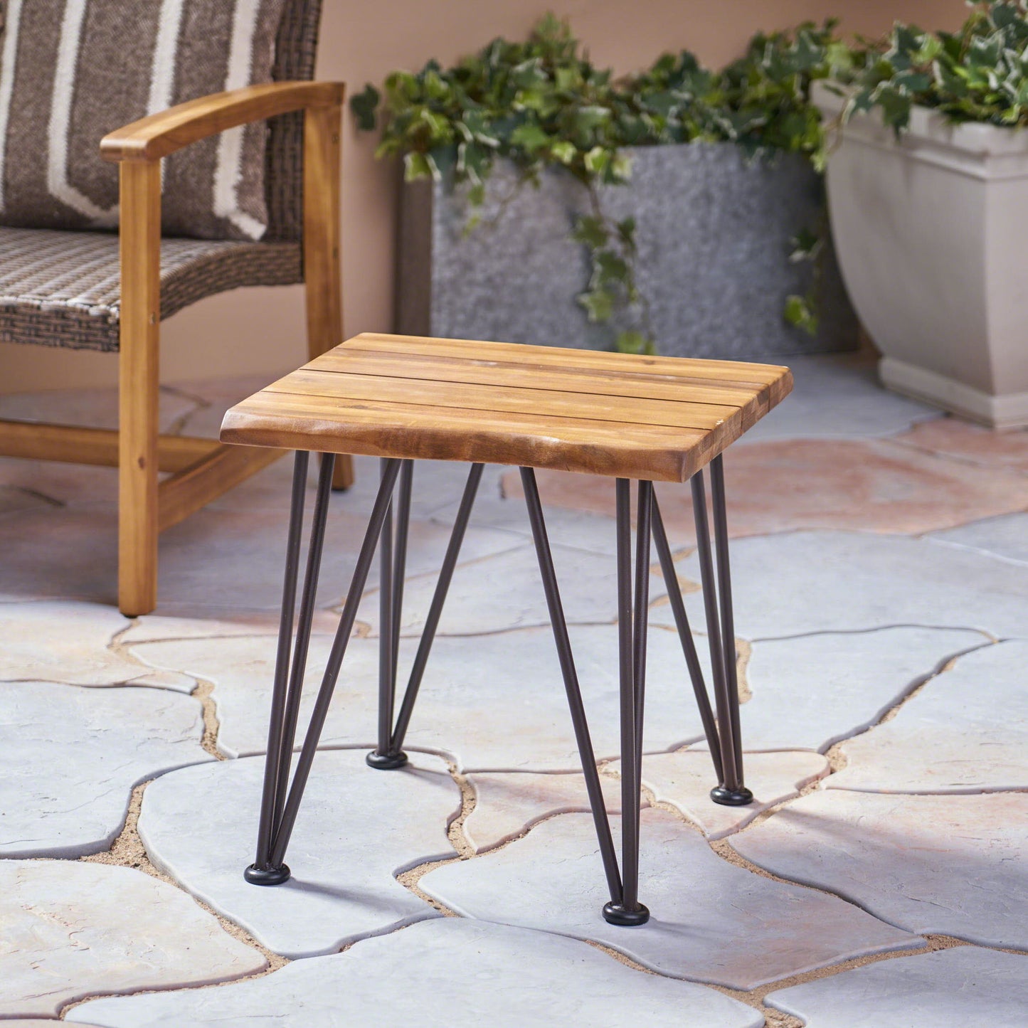 Zenith - Outdoor Industrial Accent Table (Set of 2) - Teak