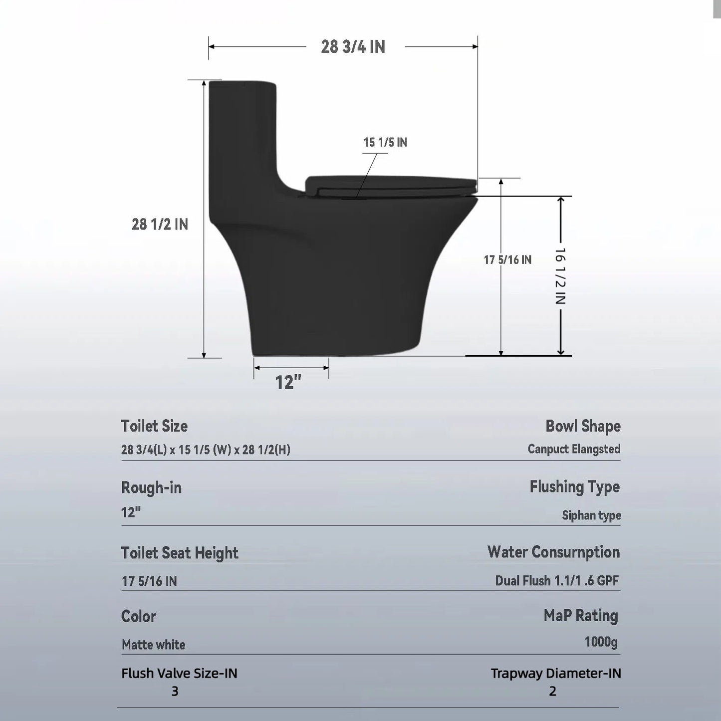 1 Piece Toilet With Dual Flush And Soft Closing Seat