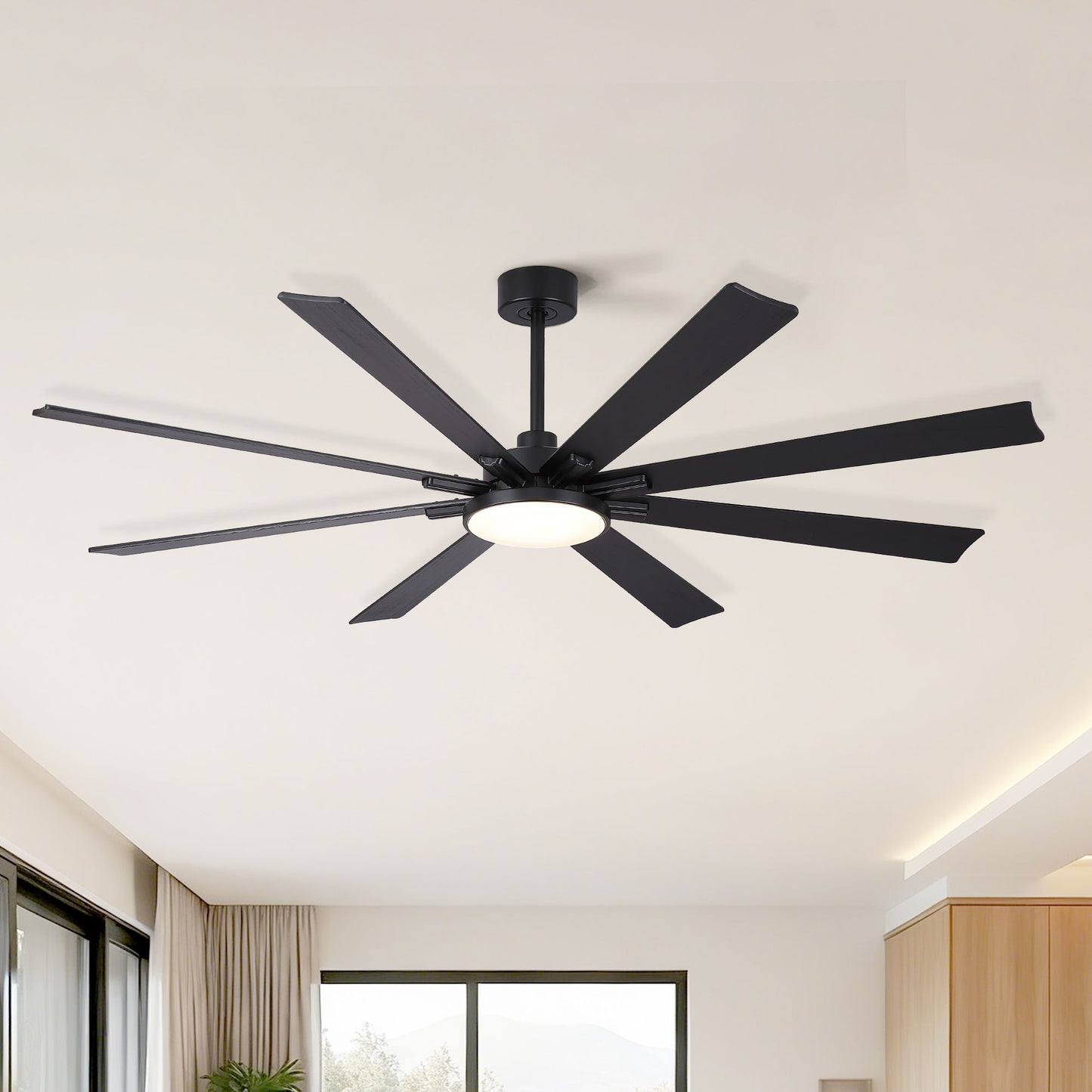Large Ceiling Fan With Dimmable LED Light 8 Blades Remote Control, Reversible DC Motor