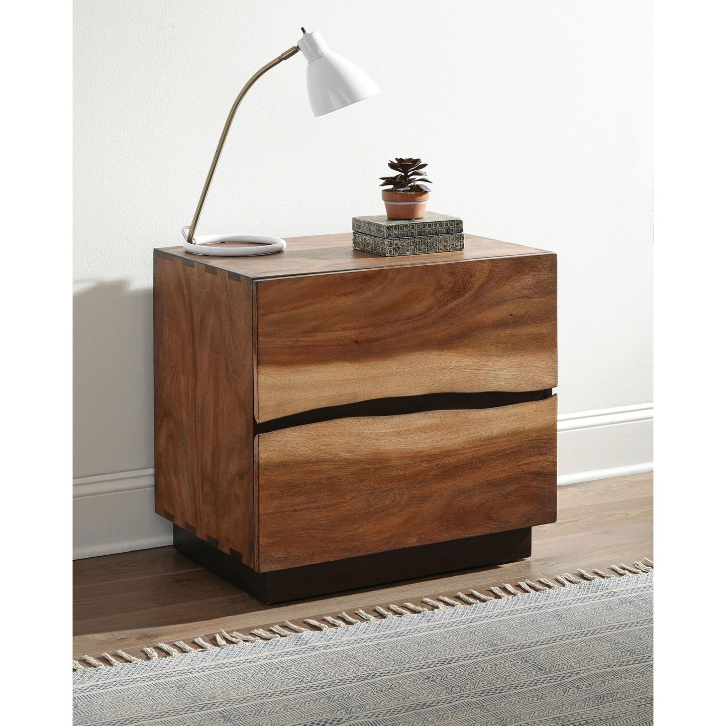 2 Drawer Nightstand With Drawer - Brown