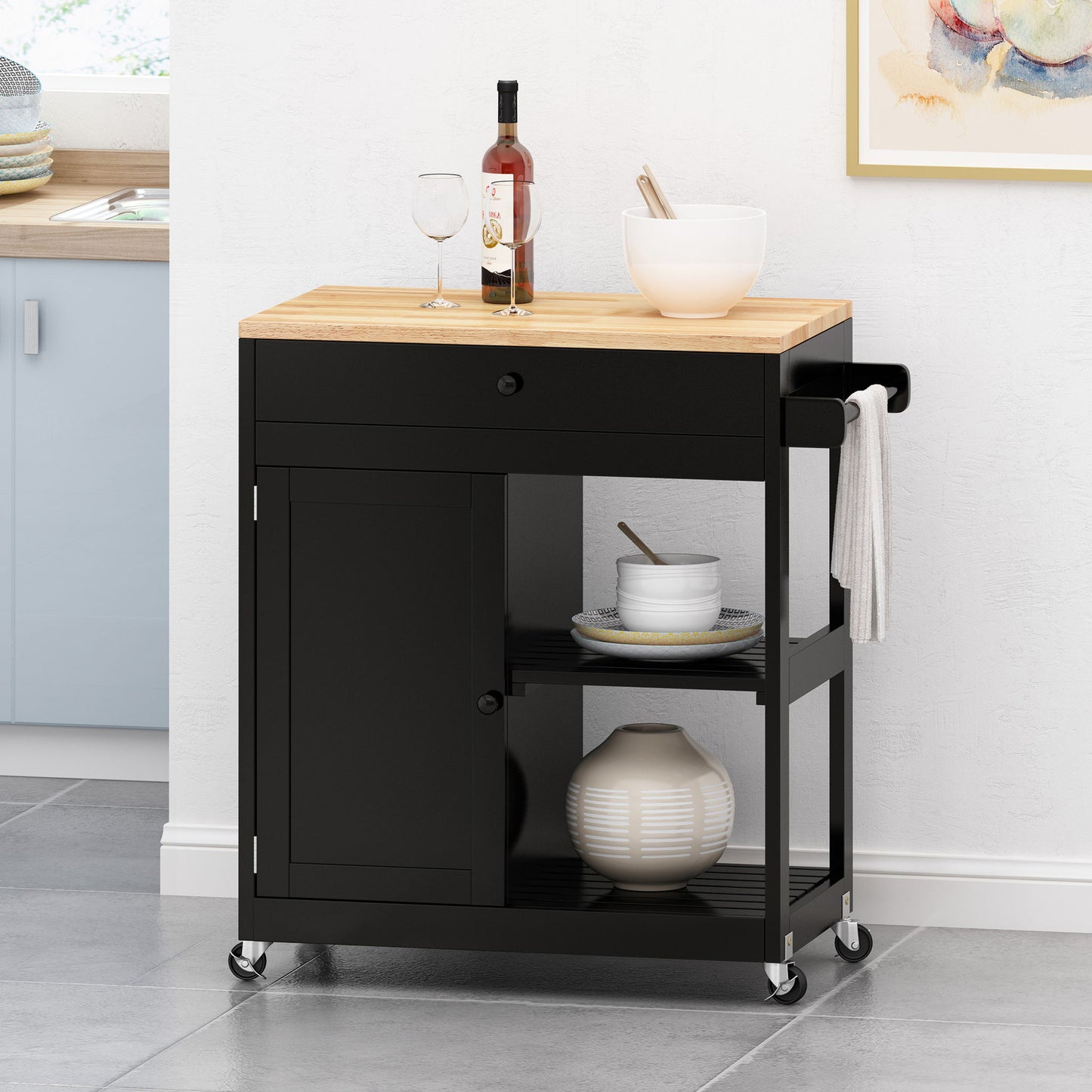 Lanier - Kitchen Cart With Wheels - Black
