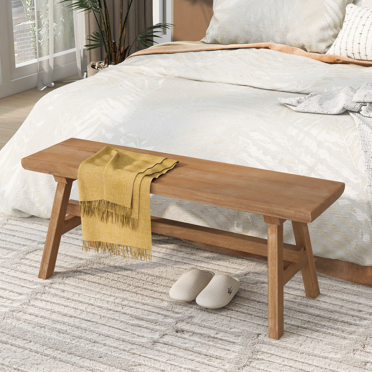 Dining Bench For Indoor Use - Natural Wood