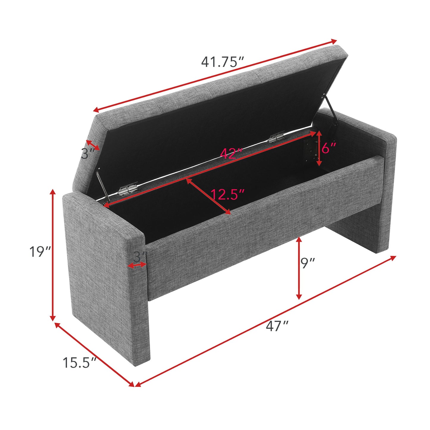 Modern Upholstered Large Bed End Bench With Storage