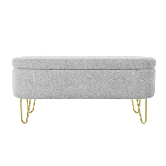 Upholstered Oval Storage Bench For Living Room