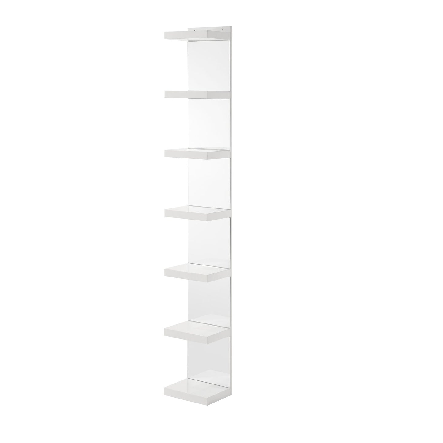Glam Open Shelving Rack With Mirrored Back For Living Room - Cream / White