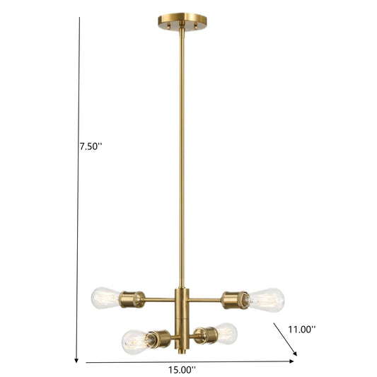 Trellis - 4 Lights Modern Gold Chandelier Vintage Pendant Fixture For Living Room - Clear / Gold