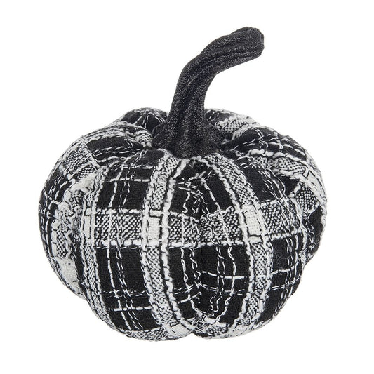 Light Plaid Pumpkin, For Holiday Halloween Decor - Black / White