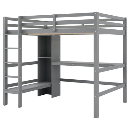 Loft Bed With Built In Desk And Multifunction Shelves