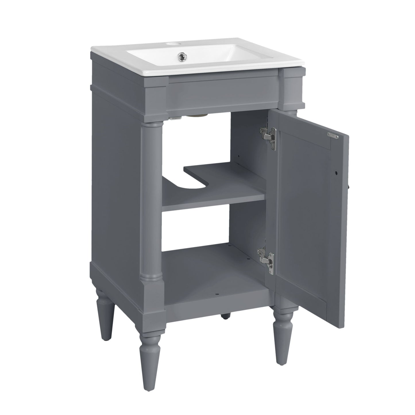Bathroom Vanity With Sink, Storage Cabinet With Door, Drop In Sink, Compact Freestanding Design