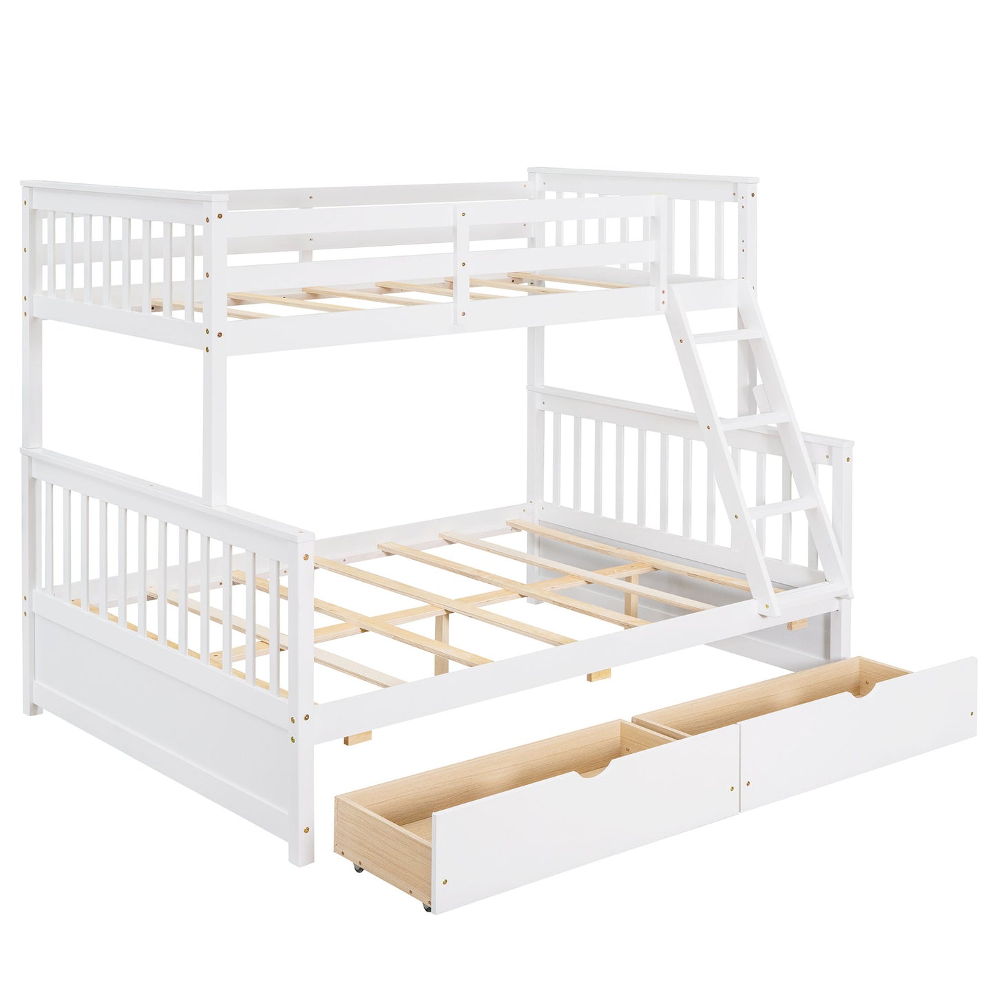 Bunk Bed With Ladders And 2 Storage Drawers