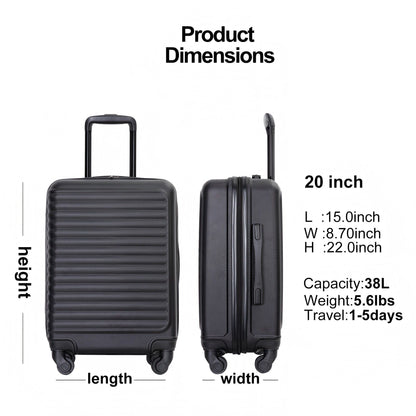 20" Carry On Luggage Lightweight Suitcase, Spinner Wheels