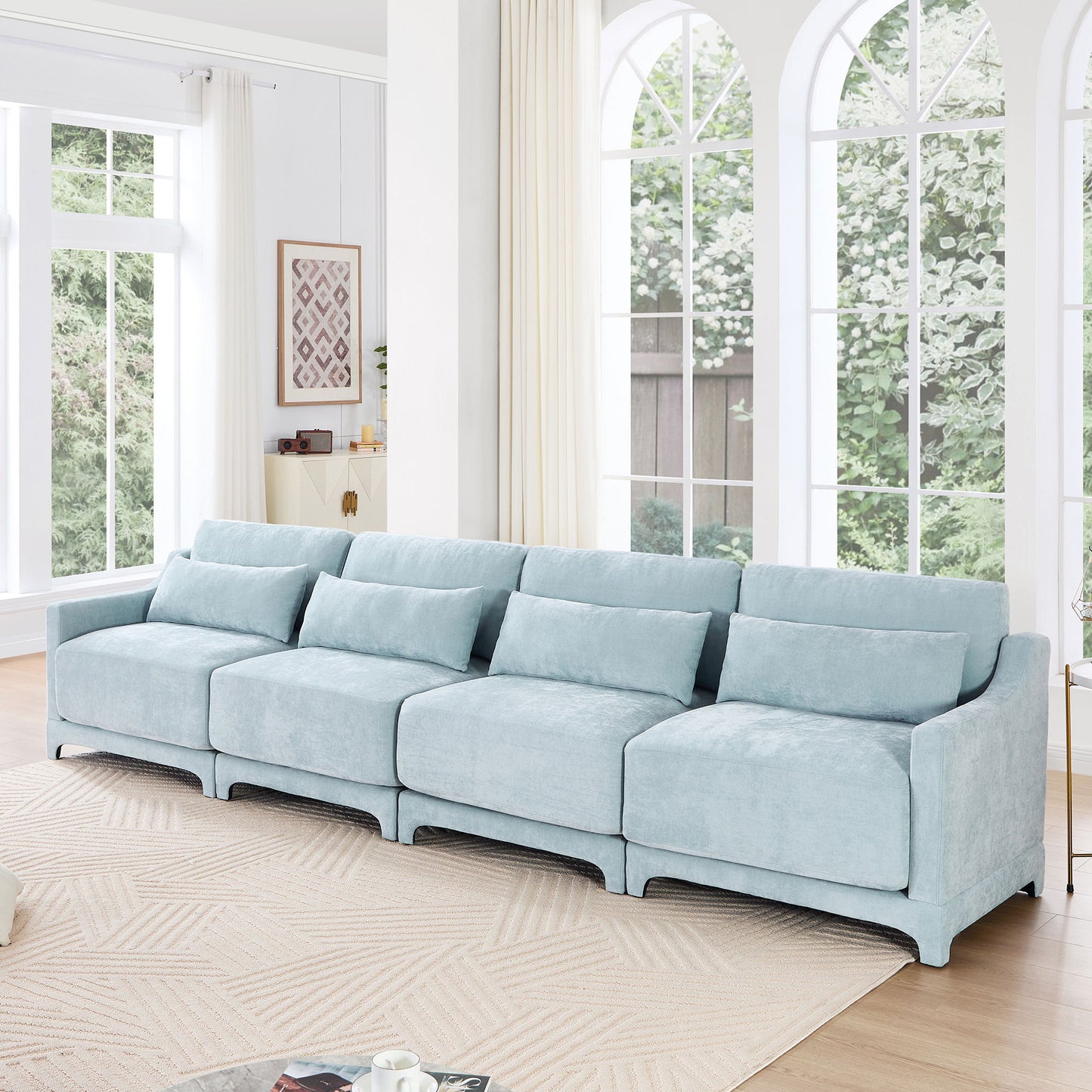 Elegant Sofa With Ergonomic Design And Lumbar Pillows