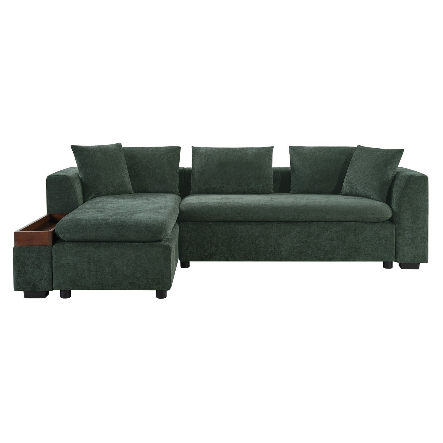 Modern L Shaped Sectional Sofa With Chenille Upholstery And Wooden Storage
