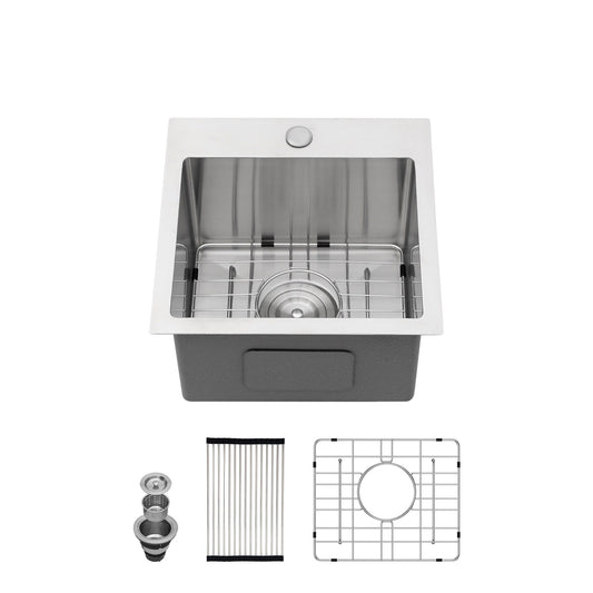 Premium Laundry Drop In Utility Sink 16 Gauge Stainless Steel, Topmount