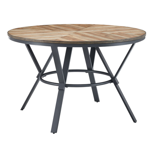 Modern Style Indoor Dining Round Table With Metal Legs - Light Birch