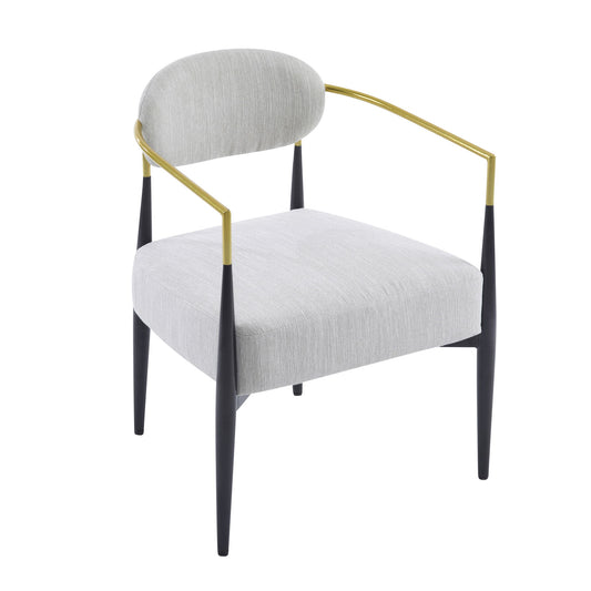 Upholstered Accent Armchair With Tapered Legs - Beige / Black / Gold