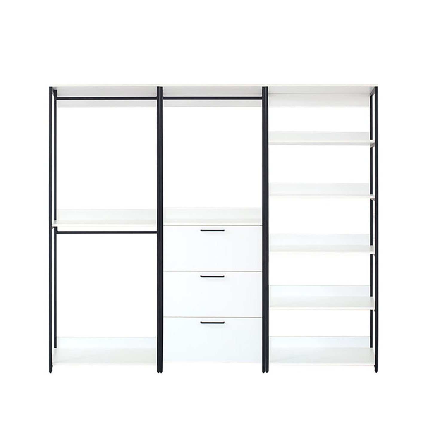 Fiona - Freestanding 3 Tower Wood Closet System With Metal Frame 7 Shelf Walk - White