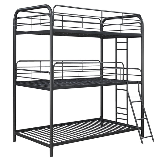 Modern Triple Bunk Bed, Durable Metal Frame
