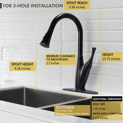 Kitchen Faucet With Pull Out Sprayer - Oil-Rubbed Bronze