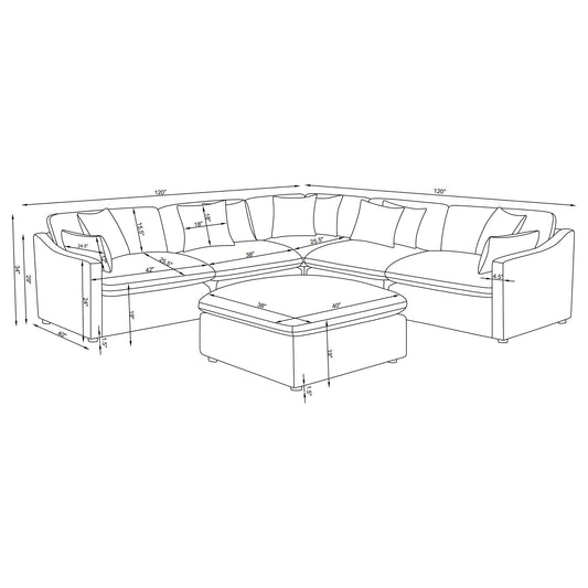 Greeley - 6 Piece Upholstered Modular Sectional Sofa - Ivory