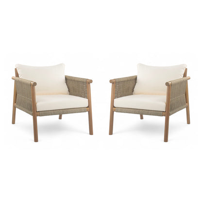 Modern Outdoor Woven Lounge Chair With Solid Frame And Cushions