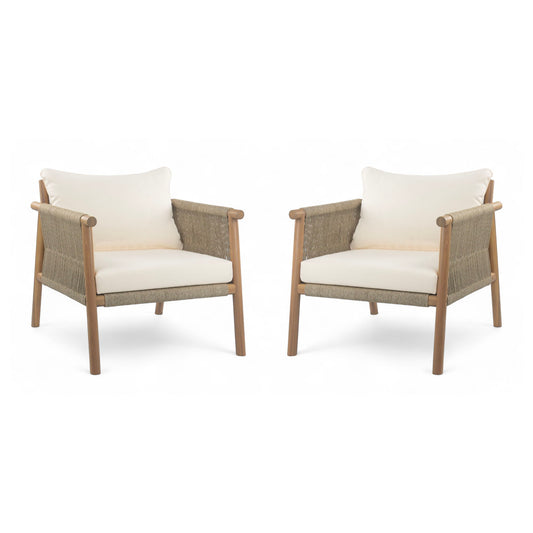 Modern Outdoor Woven Lounge Chair With Solid Frame And Cushions