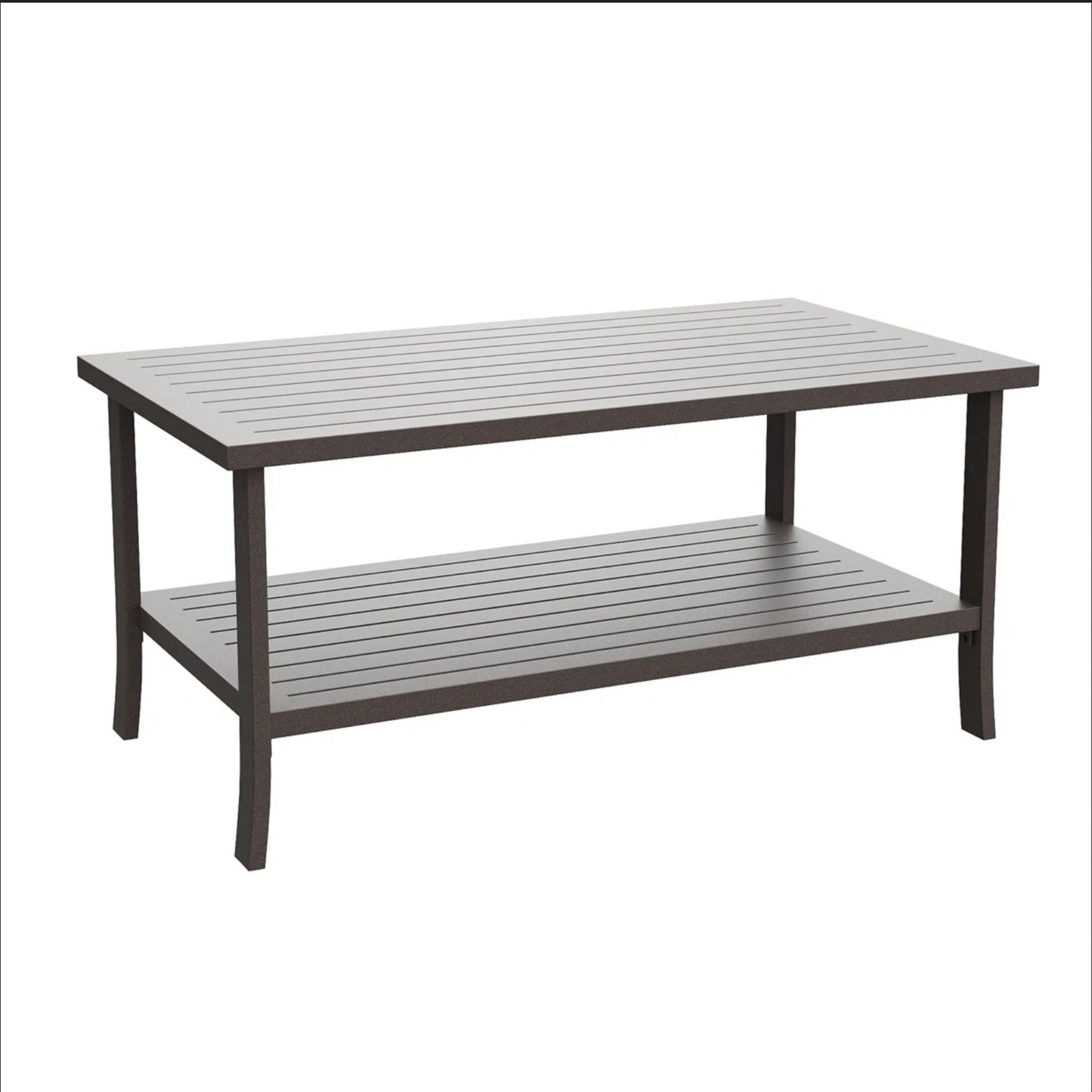 Rectangular Outdoor Coffee Table, 2 Tier All Weather Patio Table - Brown