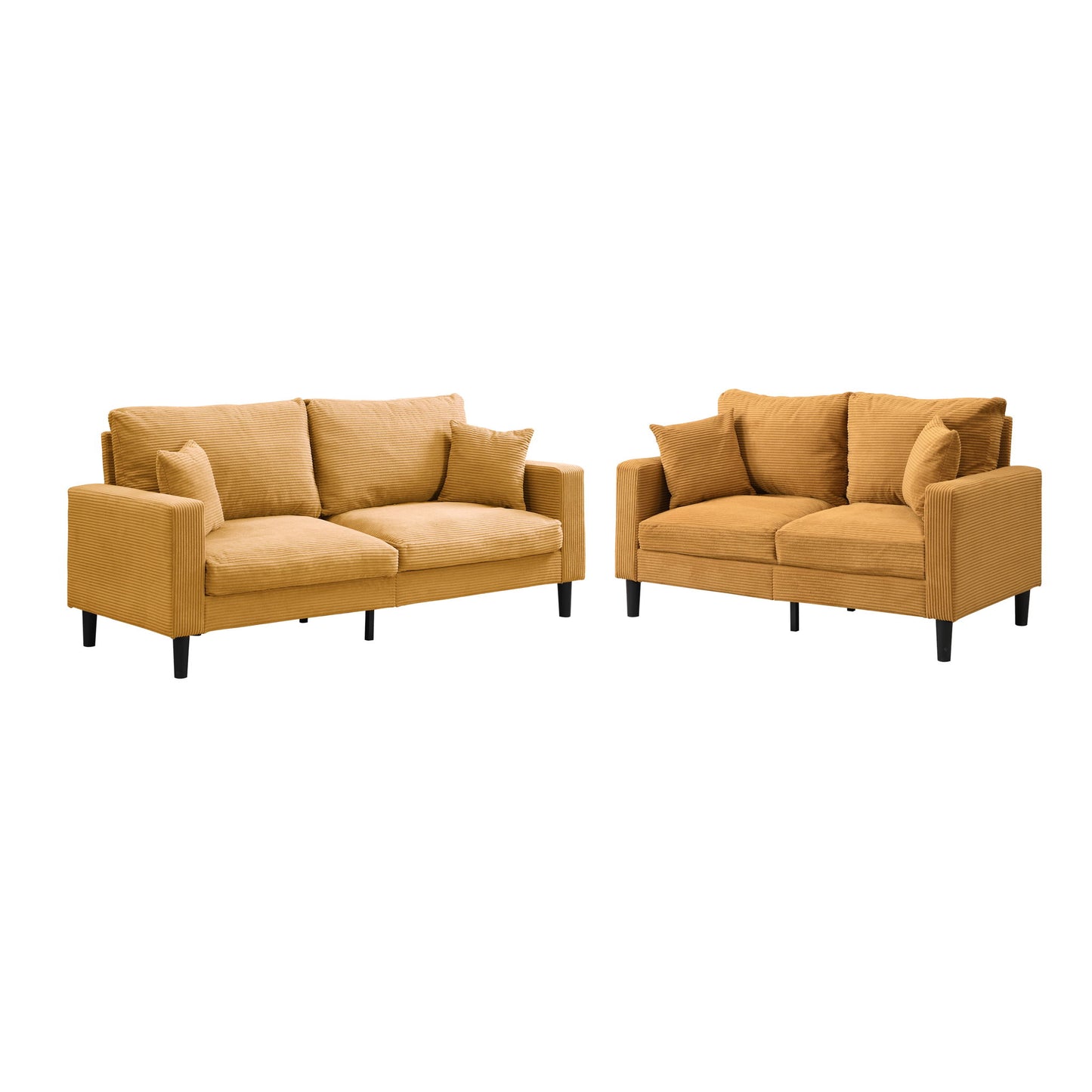 Modern Upholstered 2 Piece Sofa Set With 3 Seater And 2 Seater