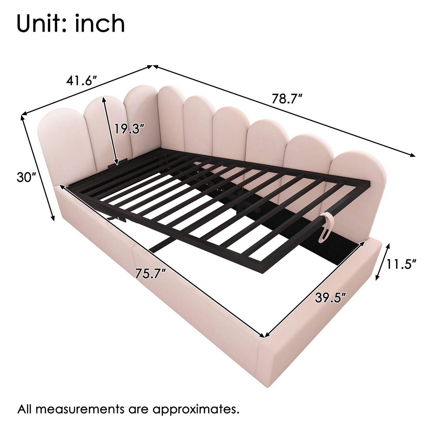 Upholstered Daybed With Metal Slatted Base