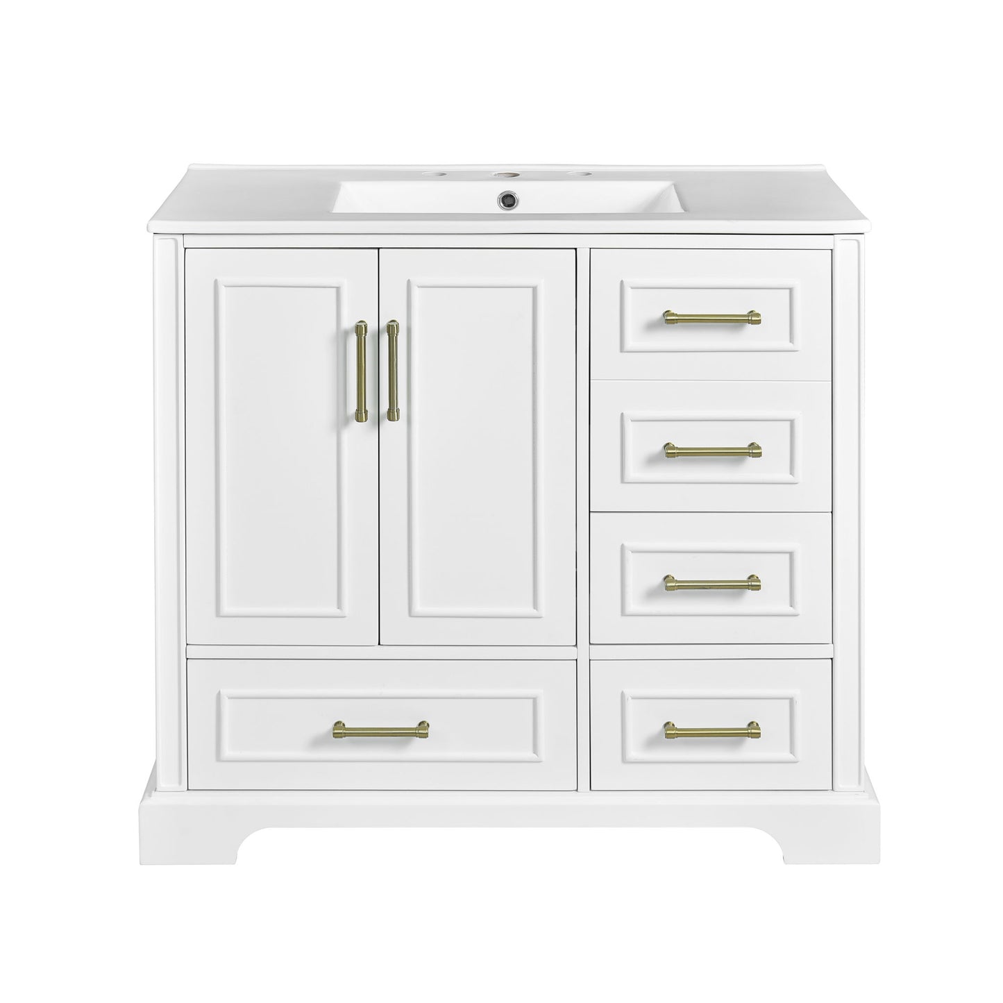 Traditional Bathroom Vanity With Soft Close Doors And Drawers
