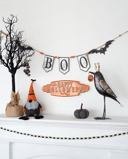 Iron Boo Banner With Bats, For Halloween Holiday Decor - Black / Gray / Orange